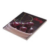 Kirschen in rosa Schüssel für Obstliebhaber Fliese (Seite)