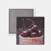 Kirschen in rosa Schüssel für Obstliebhaber Magnet (Vorderseite/Rückseite)