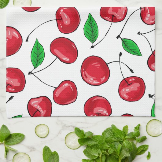 Kirschen Küchentuch (Gefaltet)