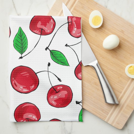 Kirschen Küchentuch (Viertel Falte)