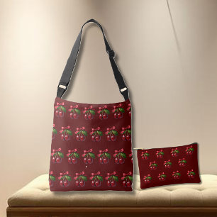 Kirschen mit Bow-Cherry-Rot Tragetaschen Mit Langen Trägern