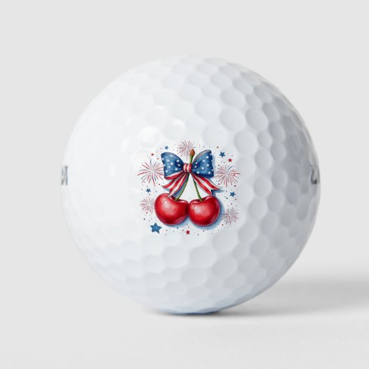 Kirschen mit Coquette Bow 4. Juli Amerikaner Golfball (Vorderseite)