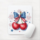 Kirschen mit Coquette Bow 4. Juli Amerikaner Mousepad (Mit Mouse)