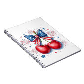 Kirschen mit Coquette Bow 4. Juli Amerikaner Notizblock (Rechte Seite)