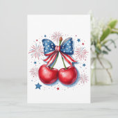 Kirschen mit Coquette Bow 4. Juli Amerikaner Save The Date (Stehend Vorderseite)