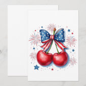 Kirschen mit Coquette Bow 4. Juli Amerikaner Save The Date (Vorne/Hinten)