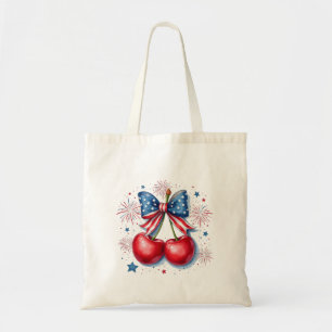 Kirschen mit Coquette Bow 4. Juli Amerikaner Tragetasche