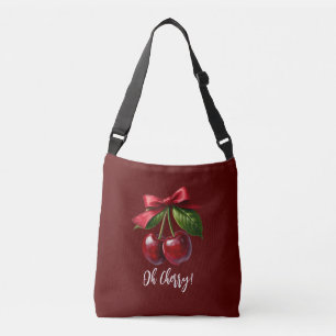 Kirschen mit einem Bow-Cherry Red-Oh Cherry Tragetaschen Mit Langen Trägern