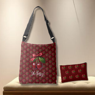 Kirschen mit einem Bow-Cherry Red-Oh Cherry Tragetaschen Mit Langen Trägern