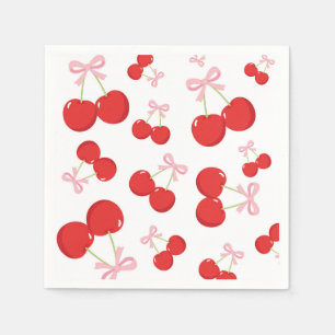 Kirschen mit Pink Bow Coquette Geburtstagsparty Serviette