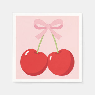 Kirschen mit Pink Bow Coquette Geburtstagsparty Serviette