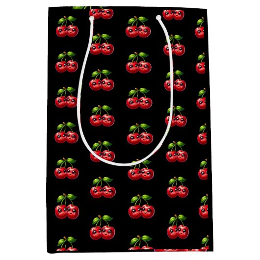 Kirschen mit Smiley Mittlere Geschenktüte (Vorderseite)