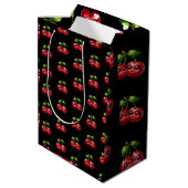 Kirschen mit Smiley Mittlere Geschenktüte (Rückseite Schrägansicht)