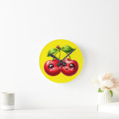 Kirschen mit Smiley Runde Wanduhr (Zuhause)