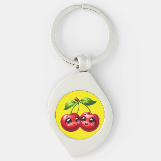 Kirschen mit Smiley Schlüsselanhänger (Vorderseite)