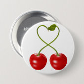 Kirschen mit Stamm-Knopf Button (Vorne & Hinten)