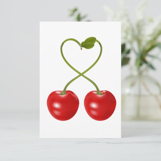 Kirschen mit Systemeinladungen Einladung (Stehend Vorderseite)