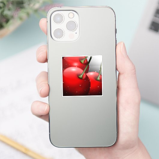 Kirschen mit Taubentropfen Aufkleber (Telefon)