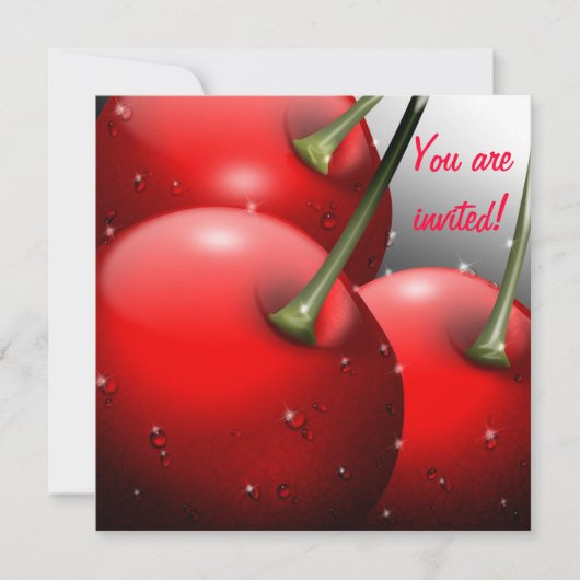 Kirschen mit Taubentropfen Einladung (Vorderseite)