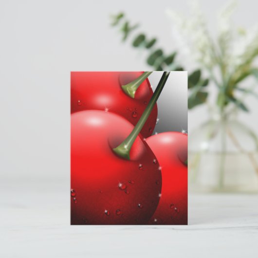 Kirschen mit Taubentropfen Feiertagspostkarte (Stehend Vorderseite)