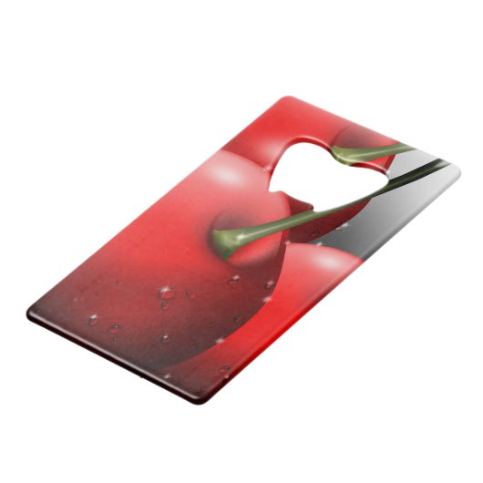 Kirschen mit Taubentropfen Geldbeutel Flaschenöffner (Vorderseite Schrägansicht)