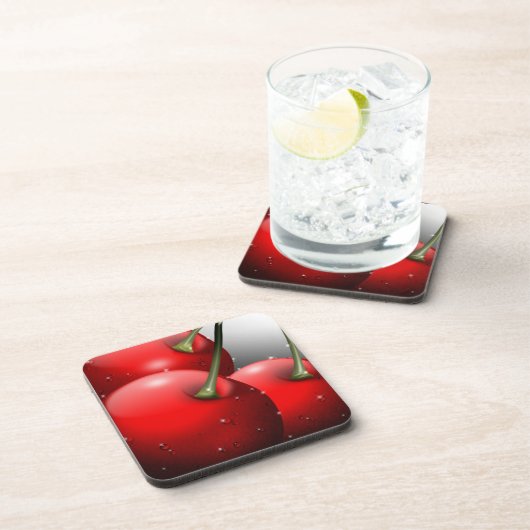 Kirschen mit Taubentropfen Getränkeuntersetzer (Rechte Seite)