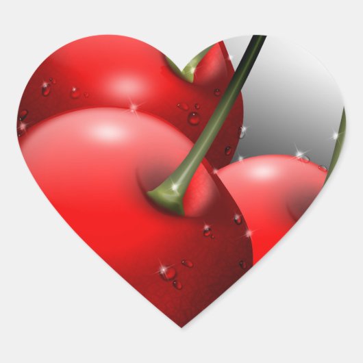 Kirschen mit Taubentropfen Herz-Aufkleber (Vorderseite)