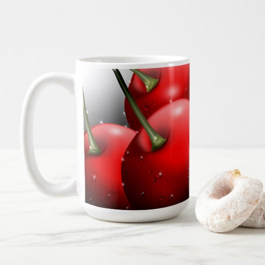 Kirschen mit Taubentropfen Kaffeetasse (Mit Donut)