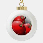 Kirschen mit Taubentropfen Keramik Kugel-Ornament (Vorderseite)