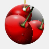 Kirschen mit Taubentropfen Keramik Ornament (Vorne)