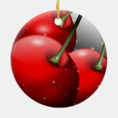 Kirschen mit Taubentropfen Keramik Ornament (Hinten)