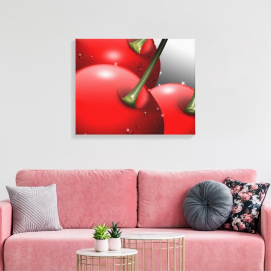 Kirschen mit Taubentropfen Leinwanddruck (Insitu (Wohnzimmer))