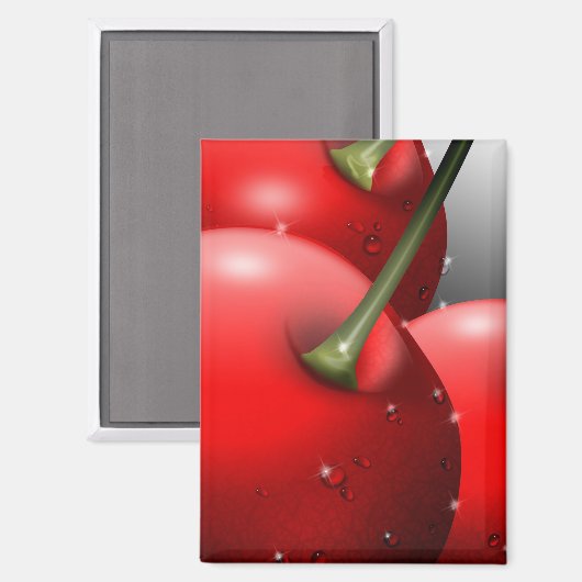 Kirschen mit Taubentropfen Magnet (Vorderseite/Rückseite)