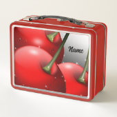 Kirschen mit Taubentropfen Metall Brotdose (Rückseite)