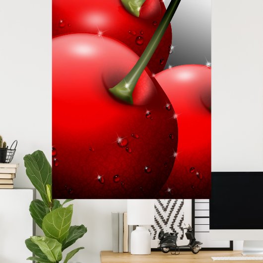 Kirschen mit Taubentropfen Poster (Heimbüro)