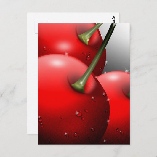 Kirschen mit Taubentropfen Postkarte (Vorne/Hinten)