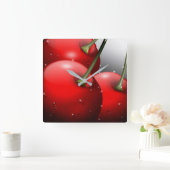 Kirschen mit Taubentropfen Quadratische Wanduhr (Zuhause)