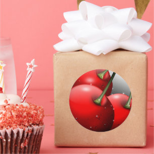 Kirschen mit Taubentropfen Runder Aufkleber