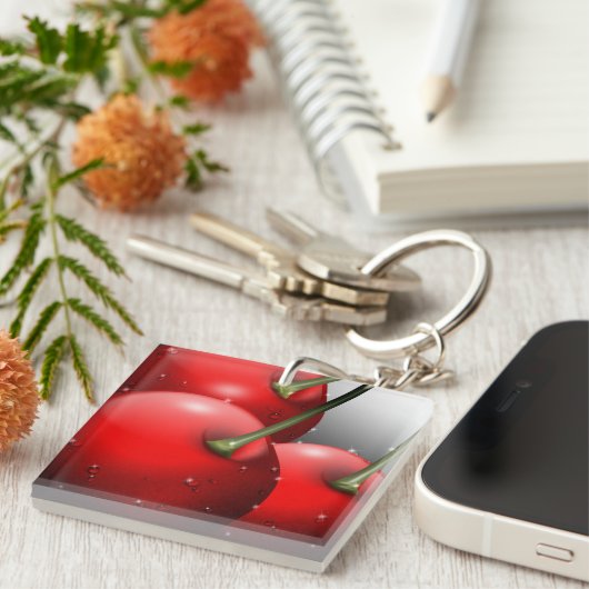 Kirschen mit Taubentropfen Schlüsselanhänger (Vorderseite rechts)