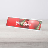 Kirschen mit Taubentropfen Schreibtischnamensplakette (Vorderseite )