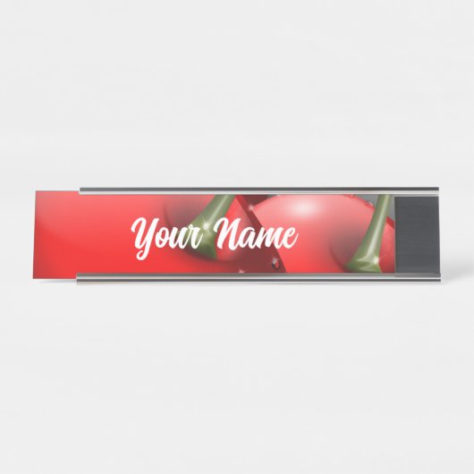 Kirschen mit Taubentropfen Schreibtischnamensplakette (Vorderseite )