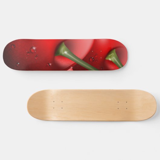 Kirschen mit Taubentropfen Skateboard (Horizontal)