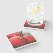 Kirschen mit Taubentropfen Steinuntersetzer (Seitenansicht)