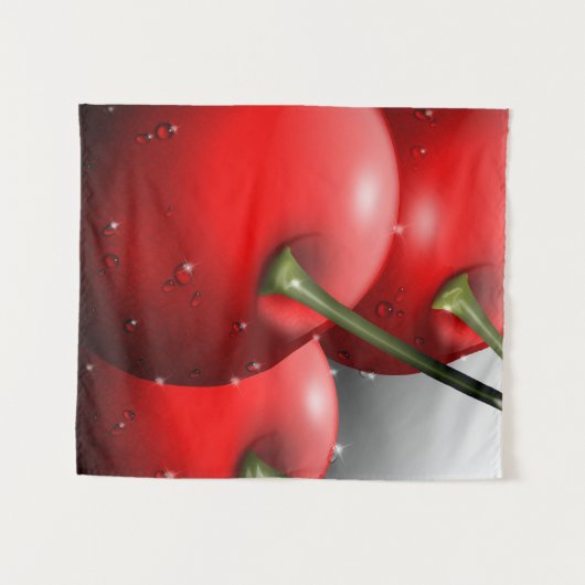 Kirschen mit Taubentropfen Wandteppich (Vorderseite (Horizontal))