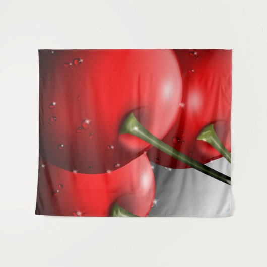 Kirschen mit Taubentropfen Wandteppich (Vorderseite (Horizontal))