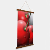Kirschen mit Taubentropfen Wandteppich Mit Holzrahmen (Gewinkelt)