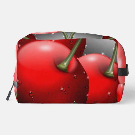 Kirschen mit Taubentropfen Waschbeutel (Rückseite)