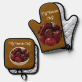 Kirschen, Ofen-Mitt und Set für die Töpfe (Vorderseite/Rückseite)