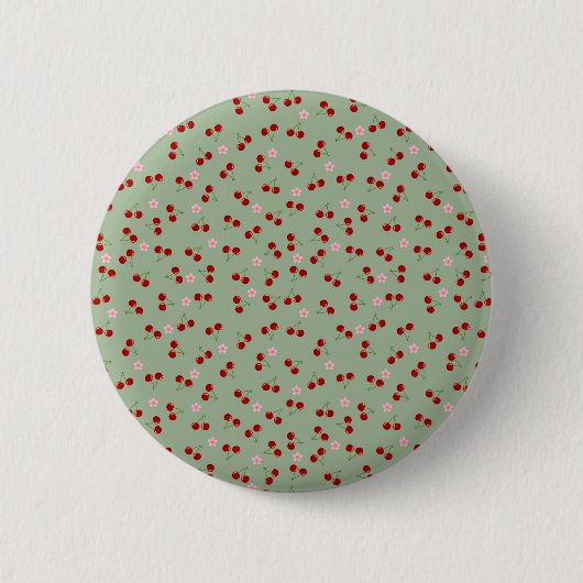 Kirschen und Blume Button (Vorderseite)