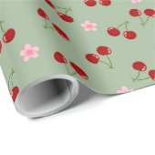 Kirschen und Blume Geschenkpapier (Rolleneckpunkt)